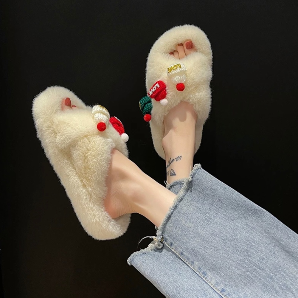 Christmas decorative women's slippers, winter warm slippers